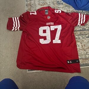 Nike Scarlet and White Football Jersey